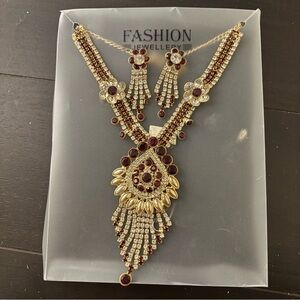 Fashion Jewelry Gold and Mehroon Necklace Set || Elegant Mehroon Necklace Set||